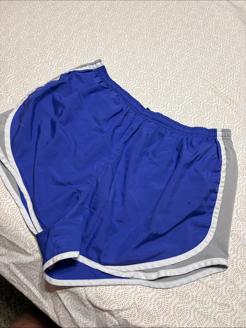 Nike Women's Royal Blue Athletic Shorts with Gray Trim